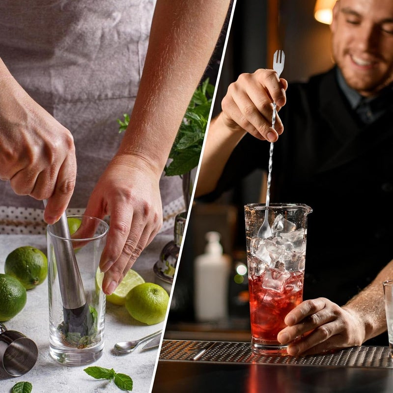 LoveBB 10" & 8" Cocktail Muddlers, Stainless Steel Muddler with 3 Pcs 10 inch Mixing Spoon for Lemonade Mojitos Fruit Drinks - Image 3